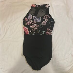 Floral Black Leotard